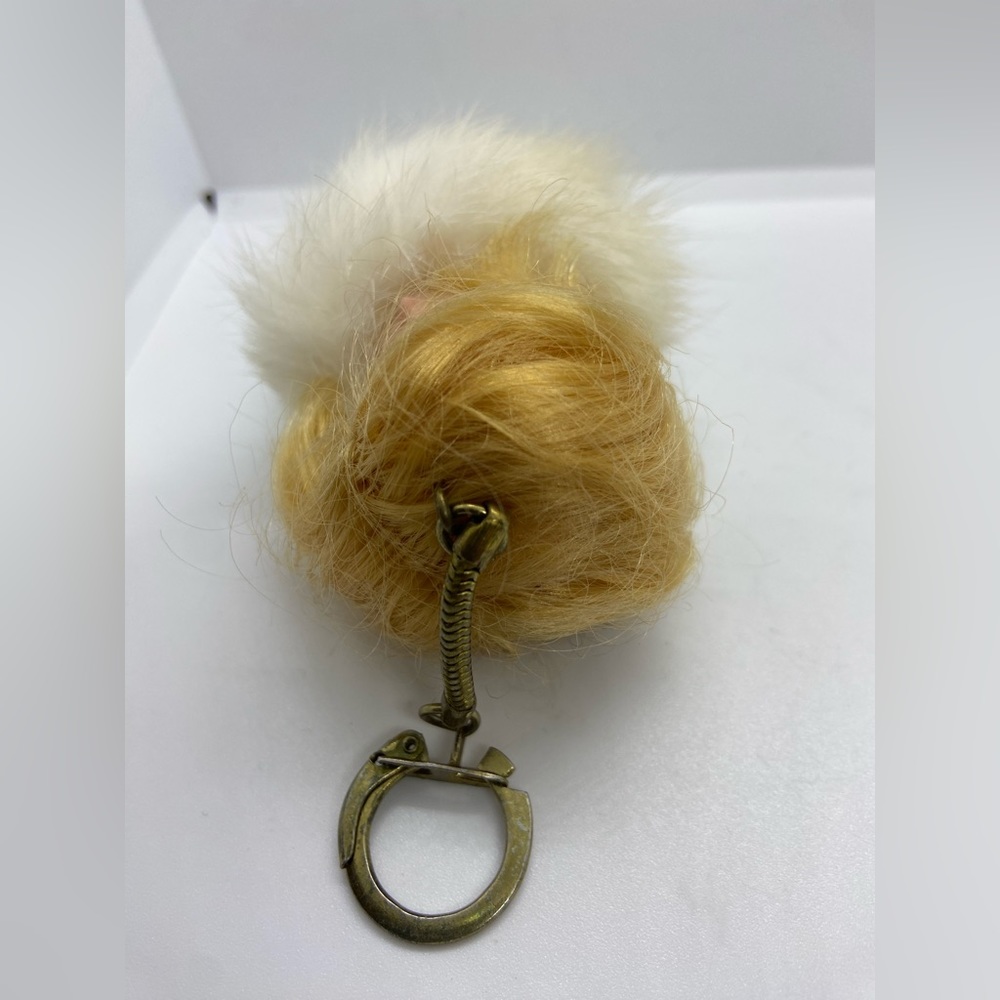 Vintage Barbie Doll Head Only Keychain Real Rabbit Tail Fur Blonde Wendy Clone - Picture 11 of 11